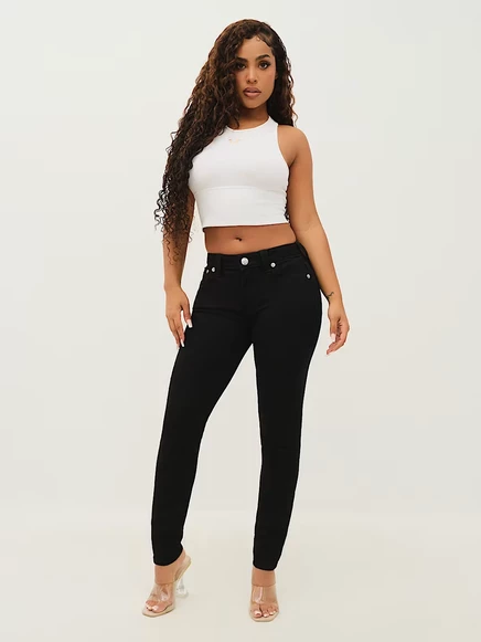 Женские джинсы True Religion Halle суперузкие средней посадки, черные