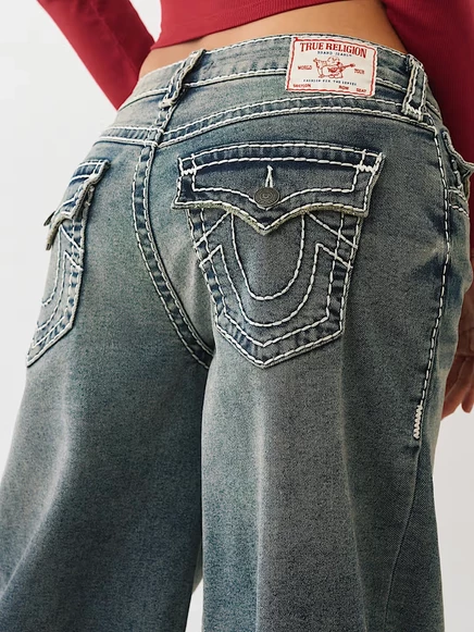 Женские джинсы True Religion Jessie средней посадки Super T, свободные с клапанами, солнечно-желтые