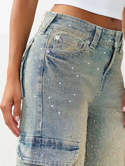 Женские джинсы True Religion Bobbi с стразами, светлые