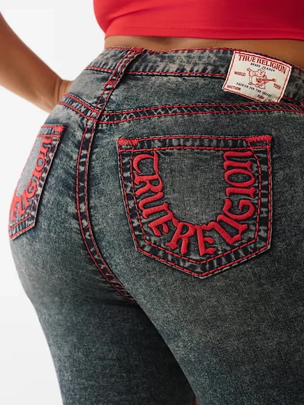 Женские джинсы True Religion Becca Mid Rise Super T плюс, расклешенные, сине-черные