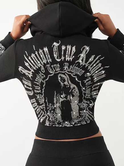 Женское короткое худи True Religion Blessed, черное