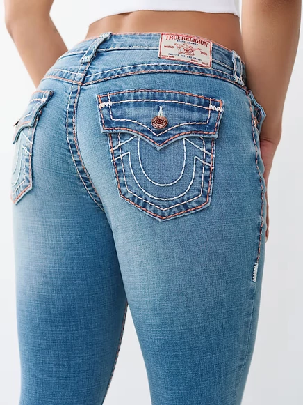 Женские джинсы True Religion Jennie скинни средней посадки, средняя стирка