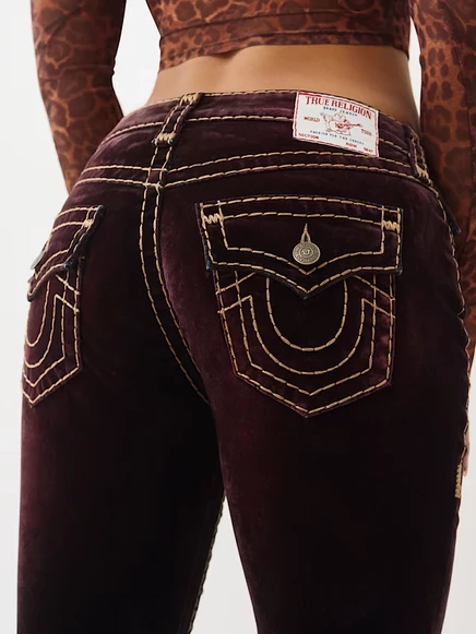 Женские джинсы True Religion Billie Mid Rise Super T прямого кроя, бархатные