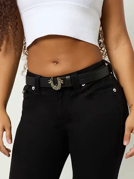 Ремень True Religion с пряжкой-подковой, черный