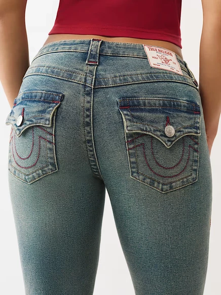 Женские джинсы True Religion Becca клеш средней посадки с клапанами, желтые