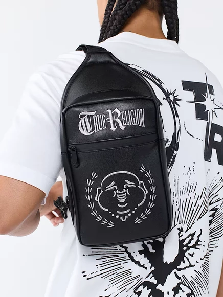 Сумка-слинг True Religion Circular Buddha Face, черная