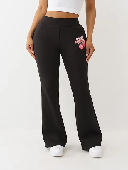 Женские спортивные штаны true religion cherry клеш со стразами, черные