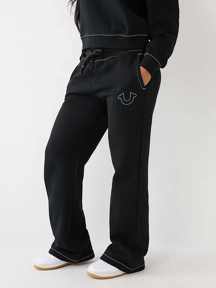 Спортивные штаны прямого кроя True Religion Big T Straight, черные