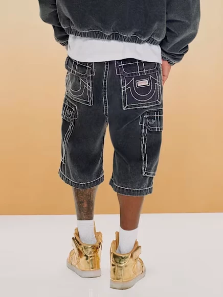 Мужские шорты True Religion Vinny Big T карго из денима, черные