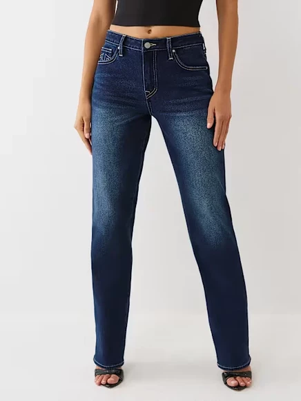 Женские прямые джинсы True Religion Sarah с высокой посадкой, dark mahogany wood wash