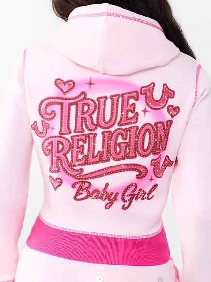 Женское короткое худи True Religion Airbrush Crush, розовое
