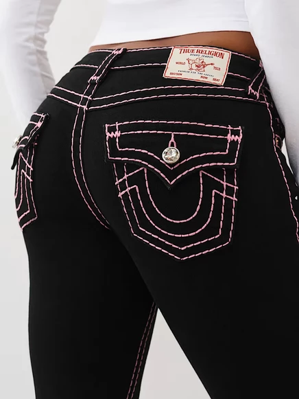 Женские джинсы True religion Becca Super T средней посадки клеш, черные