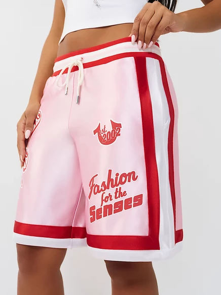 Женские баскетбольные шорты True Religion Sporty Contrast, с контрастной полосой, fairytale