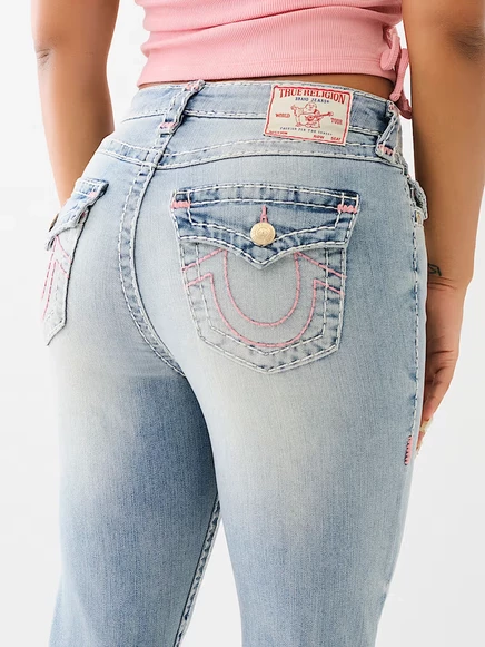Женские джинсы True Religion Billie Mid Rise Super T прямые, светло-голубые