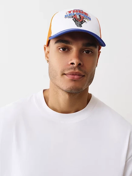 Кепка True Religion Horseshoe Dunk Trucker, белая/темно-синяя