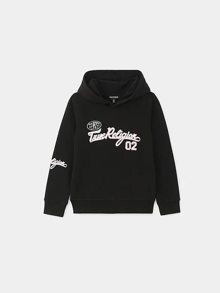 Худи для девочек True Religion Collegiate Logo, черное