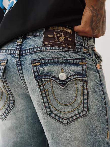 Мужские джинсы True Religion Vinny Super T Ultra Baggy 34 дюйма, средняя стирка Electric Grove