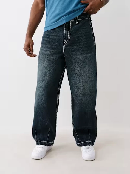Джинсы True Religion Super T Barrel свободного силуэта, черные