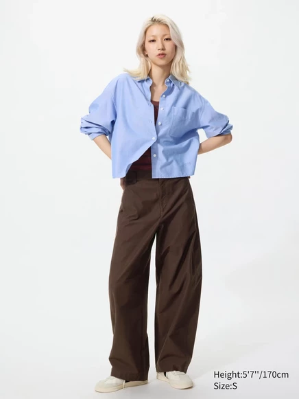 Женские брюки Uniqlo Barrel из джерси, тёмно-коричневые