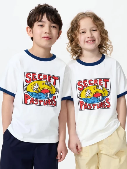 Детская футболка Uniqlo с принтом Keith Haring, белая