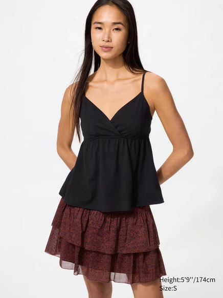 Женская мини-юбка Uniqlo Shirring, темно-коричневая