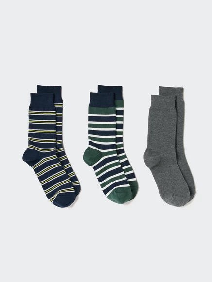 Женские носки Uniqlo, 3 пары, полосатые, темно-синие