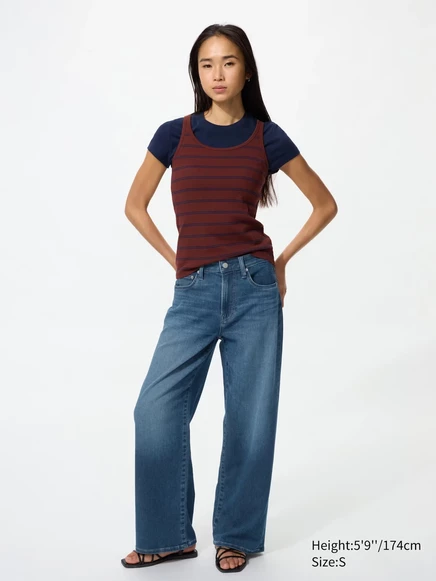 Женские джинсы Uniqlo EZY Wide Straight, синие