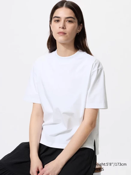 Женская футболка Uniqlo AIRism из хлопка, белая