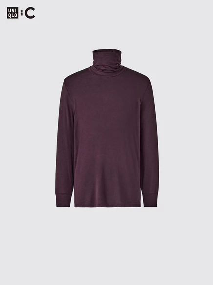 Мужская водолазка Uniqlo HEATTECH Extra Warm с кашемиром, темно-фиолетовая