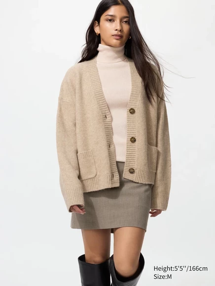 Женский кардиган Uniqlo Souffle Yarn, бежевый
