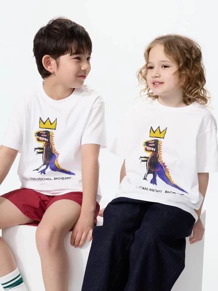 Детская футболка Uniqlo NY Pop Art Basquiat, белая