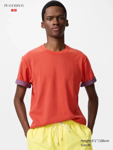Унисекс футболка Uniqlo двухцветная, оранжевая