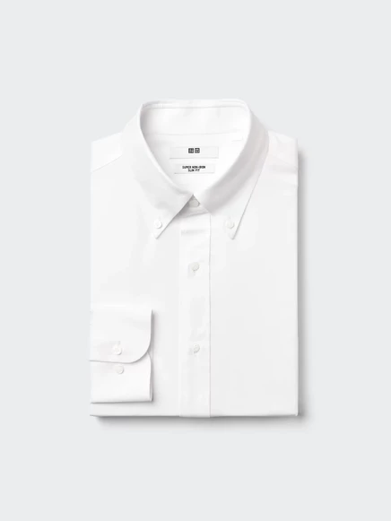 Мужская рубашка Uniqlo Super Non-Iron Slim, белая