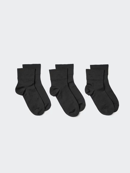 Женские носки Uniqlo Crew, 3 пары, зауженные, черные