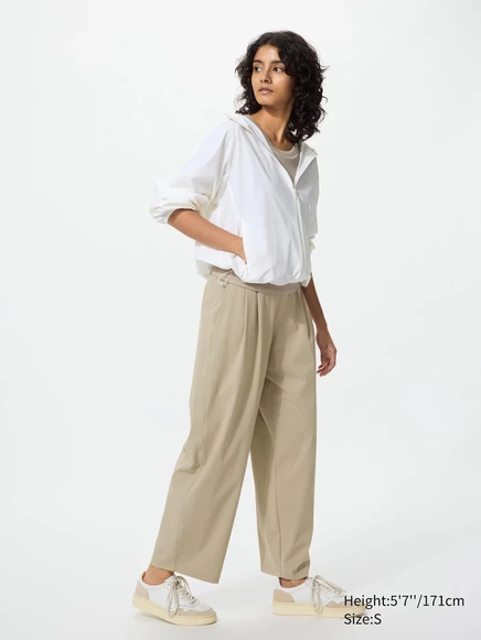 Женские широкие брюки Uniqlo Ultra Stretch Active Wide, бежевые