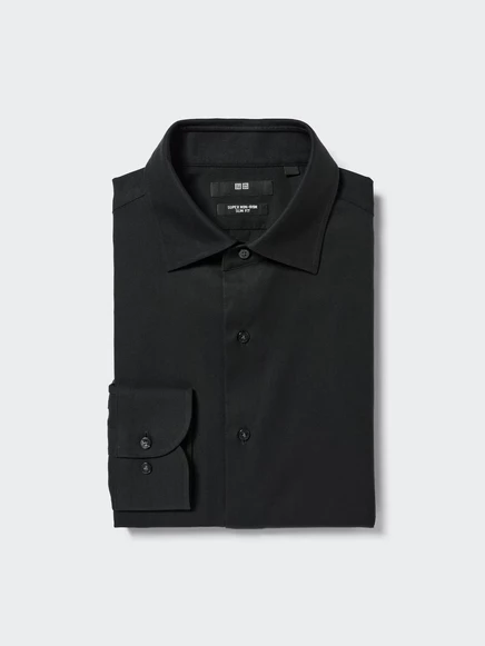 Мужская рубашка Uniqlo Super Non-Iron Slim, черная