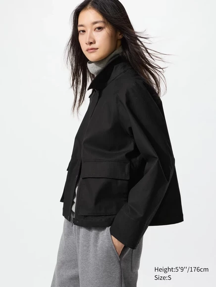 Женская короткая куртка Uniqlo Barn Short, черная