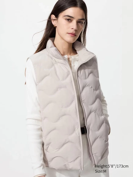 Женский жилет Uniqlo PUFFTECH бесшовный, светло-серый