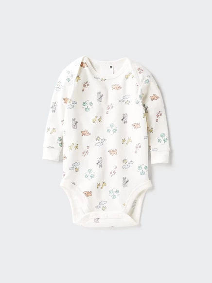 Детский боди Uniqlo с длинными рукавами, молочный