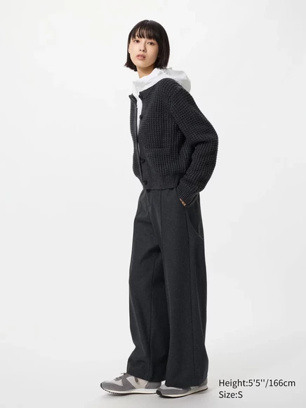 Женские широкие брюки Uniqlo из джерси, темно-серые
