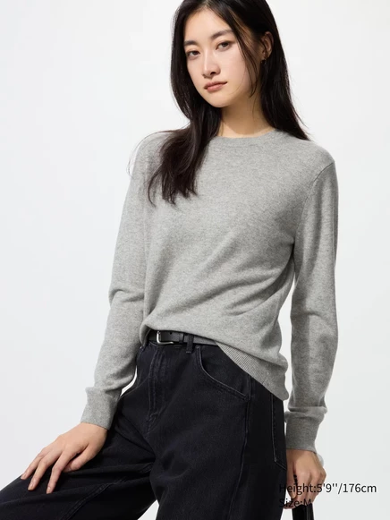 Женский свитер Uniqlo из кашемира, серый