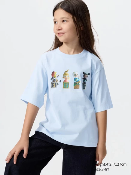 Детская футболка Uniqlo POP MART UT, светло-голубая