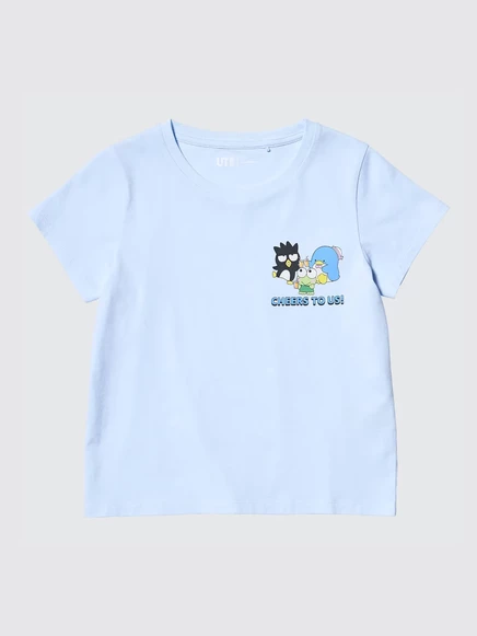 Детская укороченная футболка Uniqlo Sanrio UT, светло-голубая
