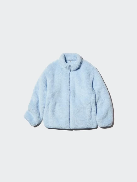 Флисовая куртка на молнии из пушистой пряжи Uniqlo синего цвета