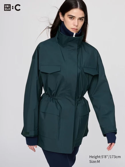 Женское короткое пальто Uniqlo Utility из полиэстера, темно-зеленое