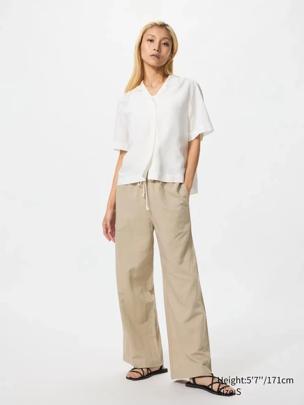 Женские брюки Uniqlo Linen Blend Easy, бежевые
