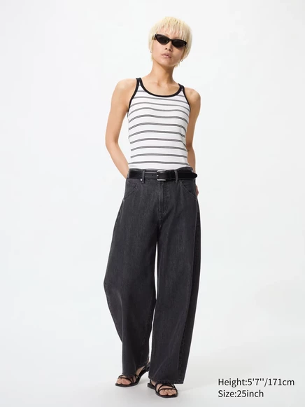Женские джинсы Uniqlo Barrel, темно-серые