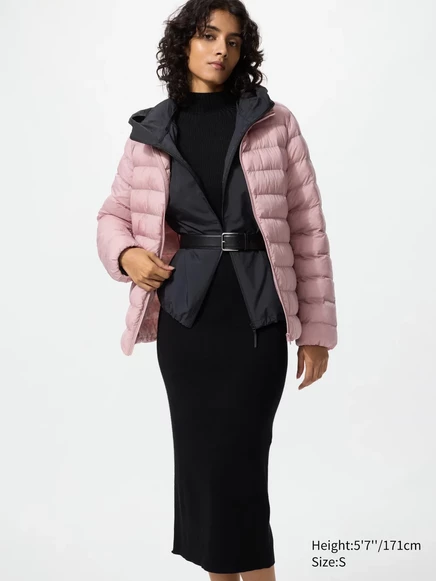Женская куртка uniqlo pufftech легкая, розовая