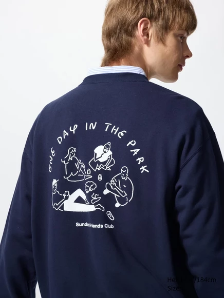 Унисекс свитшот uniqlo yu nagaba, хлопок, синий