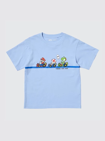 Детская футболка Uniqlo UT Archive Super Mario с графическим принтом, синяя